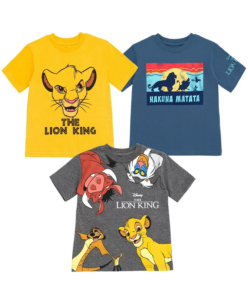 Disney Toddler Boys Lion Guard Lion King Simba Timon Pumbaa Rafiki 3 Pack T-Shirts to