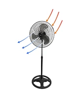 Vie Air 18 Inch Industrial Heavy Duty Pedestal Oscillating Metal Stand Fan