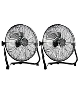 Vie Air 14 Inch Twin Pack Industrial High Velocity Heavy Duty Metal Floor Fan with 3 Speed Settings