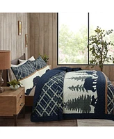 MarCielo 3 Pcs Cabin Lodge Rustic Country Bear Quilt Bedspread Set Queen