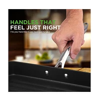 NutriChef 11 Hard-Anodized Nonstick Grill & Griddle - Dishwasher Safe Nonstick Grill Pan