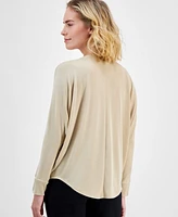 Jm Collection Petite Slinky Split-Sleeve Jersey Top, Created for Macy's