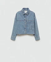 Mango Women's Frayed Hem Denim Overshirt