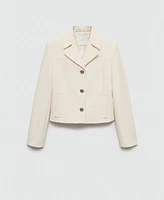 Mango Women's Lapels and Metal Buttons Detail Jacket