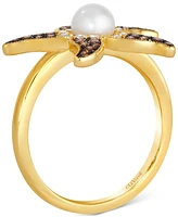 Le Vian Freshwater Pearl (5-1/2 ct. t.w.) & Chocolate Ombre Diamond (1/3 ct. t.w.) Starfish Ring in 14k Gold