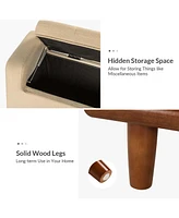 Hulala Home Upholstered Modern Flip Top Storage Bench with Metal Base