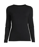 Lands' End Women's Lightweight Jersey Skimming Long Sleeve Crew Neck T-shirt