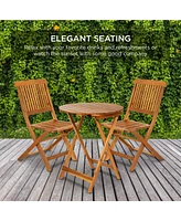 Best Choice Products 3-Piece Acacia Wood Bistro Set, Folding Patio Furniture w/ 2 Chairs, Table, Teak Finish - Natural