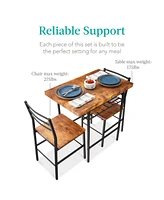 Best Choice Products 3-Piece Modern Dining Set, Square Table & Chairs Set w/ Steel Frame, Built-In Storage Rack