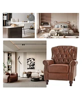 Justine Wooden Upholstery Genuine Leather Recliner with Tufted Back