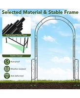 Skonyon 7.9 Feet Metal Garden Arch Backdrop Stand with Fence for Climbing Plants-Black