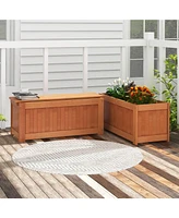 Skonyon Outdoor Plant Container with Seat for Garden Yard Balcony Deck