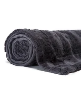 Chanasya Premium Fuzzy Faux Fur Rectangular Embossed Throw Blanket