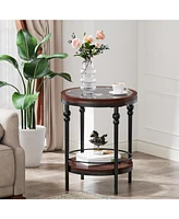 Tribesigns Side Table, Modern Industrial Glass End Table Set of Two, 2