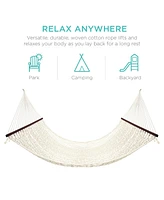 Best Choice Products 2-Person Woven Cotton Rope Double Hammock for Backyard w/ Spreader Bars, Carrying Case