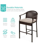Best Choice Products 3-Piece Outdoor Wicker Bistro Bar Height Set for Patio, Garden w/ Barstools, Steel Frame