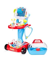 Best Choice Products Play Doctor Kit for Kids, Pretend Medical Station Set with Carrying Case, Mobile Cart