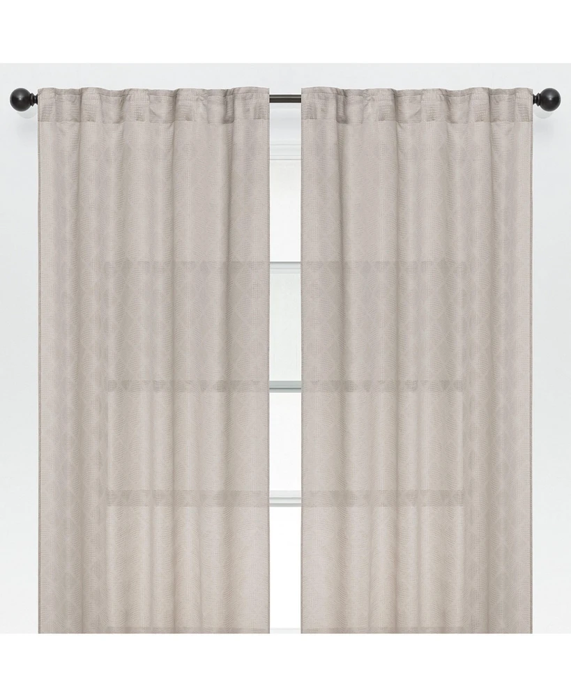 Chanasya Premium 2-Panel Diamond Textured Semi Sheer Curtain Panels - 3-in-1 Back Tab, Rod Pocket