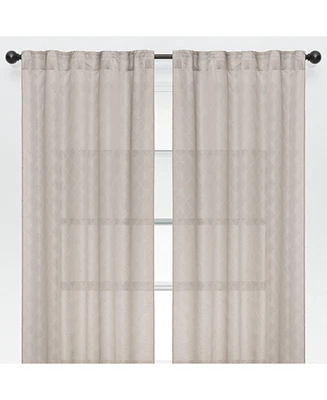 Chanasya Premium 2-Panel Diamond Textured Semi Sheer Curtain Panels - 3-in-1 Back Tab, Rod Pocket