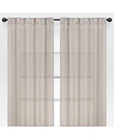 Chanasya Premium 2-Panel Diamond Textured Semi Sheer Curtain Panels - 3-in-1 Back Tab, Rod Pocket