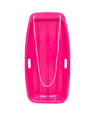 Best Choice Products 35in Kids Outdoor Plastic Sport Toboggan Winter Snow Sled Board w/ Pull Rope, 2 Handles