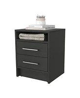 Fm Furniture Eastover Nightstand 2.0 in melamine with two drawers,black