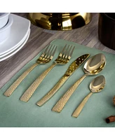 MegaChef Baily 20 Piece Flatware Utensil Set, Stainless Steel Silverware Metal Service for 4 in Light Gold