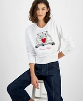 Tommy Hilfiger Women's Chenille Bear Graphic Sweatshirt