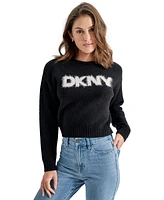 Dkny Jeans Women's Tinsel Logo Boucle Sweater