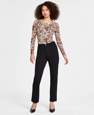 Bar Iii Women's Scuba-Knit Straight-Leg Pants, Exclusively at Macy's
