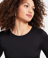 Bar Iii Women's Rhinestone-Trim Long-Sleeve Bodysuit, Created for Macy's