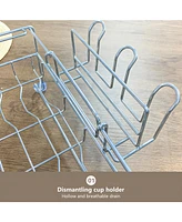 Skonyon 2-Tier Detachable Stainless Steel Dish Drying Rack with Cutlery Box and Cup Holder