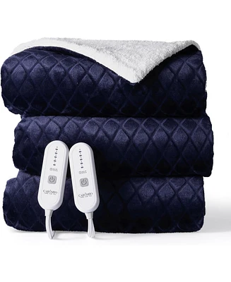 Caromio Queen Size Flannel Sherpa Electric Heated Throw Blanket with Dual Control, 84" x 90"