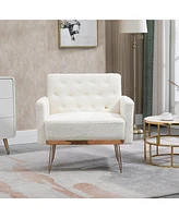 Mondawe Mustard Yellow Velvet Armchair Single Sofa Modern Tufted Upholstered Side Reading Chairs