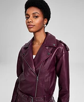 And Now This Women's Faux Leather Long Sleeve Moto Jacket, Created for Macy's