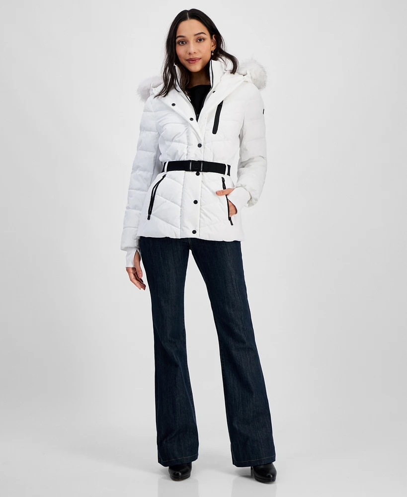 Michael Kors Womens Detail Back Hooded Puffer Coat, Created for Macys