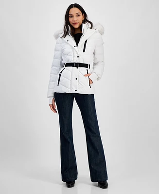 Michael Kors Womens Detail Back Hooded Puffer Coat, Created for Macys