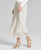 And Now This Women's Lace-Trim Pull-On Midi Skirt, Created for Macy's