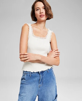 And Now This Women's Lace-Trim Ribbed-Knit Tank Top, Created for Macy's