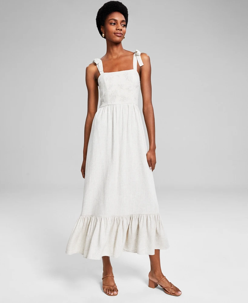 And Now This Women's Embroidered Linen-Blend Maxi Dress, Exclusively at Macy's