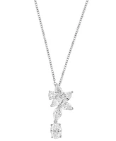 Effy Lab Grown Diamond Mixed-Cut Floral Motif 18" Pendant Necklace (1-7/8 ct. t.w.) in 14k White Gold