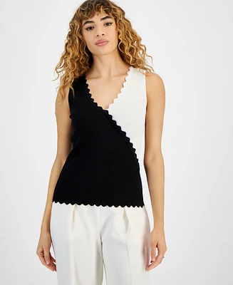 Bar Iii Women's Sleeveless Color Block Knit Top, Created for Macy's