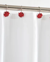 Mistletoe Farms Poinsettia 13-Pc. Shower Curtain & Hooks Set