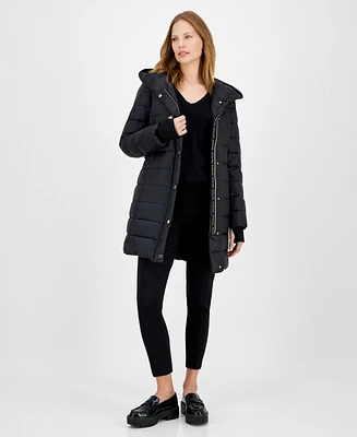 Michael Kors Women's Belted Hooded Puffer Coat, Created for Macy's