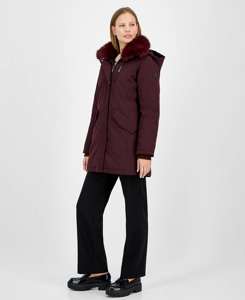 Michael Kors Women's Faux-Fur-Trim Hooded Puffer Coat