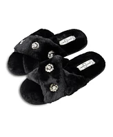 Jessica Simpson Women's Embellished Cross Band Slide Slippers