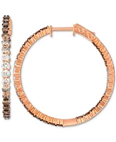 Le Vian Chocolate Ombre Diamond Medium Hoop Earrings (3 ct. t.w.) in 14k Rose Gold, 1.3"