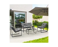 Pamapic 4-Piece Metal Outdoor Patio Conversation Set with Cushions