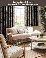 Madison Park Aubrey Jacquard Room Darkening Curtains, Faux Silk Paisley for Bedroom and Living Room, inch length 2 panels set