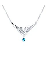 Bling Jewelry Blue Cz Good Luck Friendship Trinity Irish Love Knot Triquetra Infinity Statement Celtic Necklace Collar Pendant For Women Sterling Silv